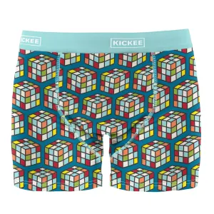 Kickee Pants Print Cerulean Blue Puzzle Men's Boxer Brief