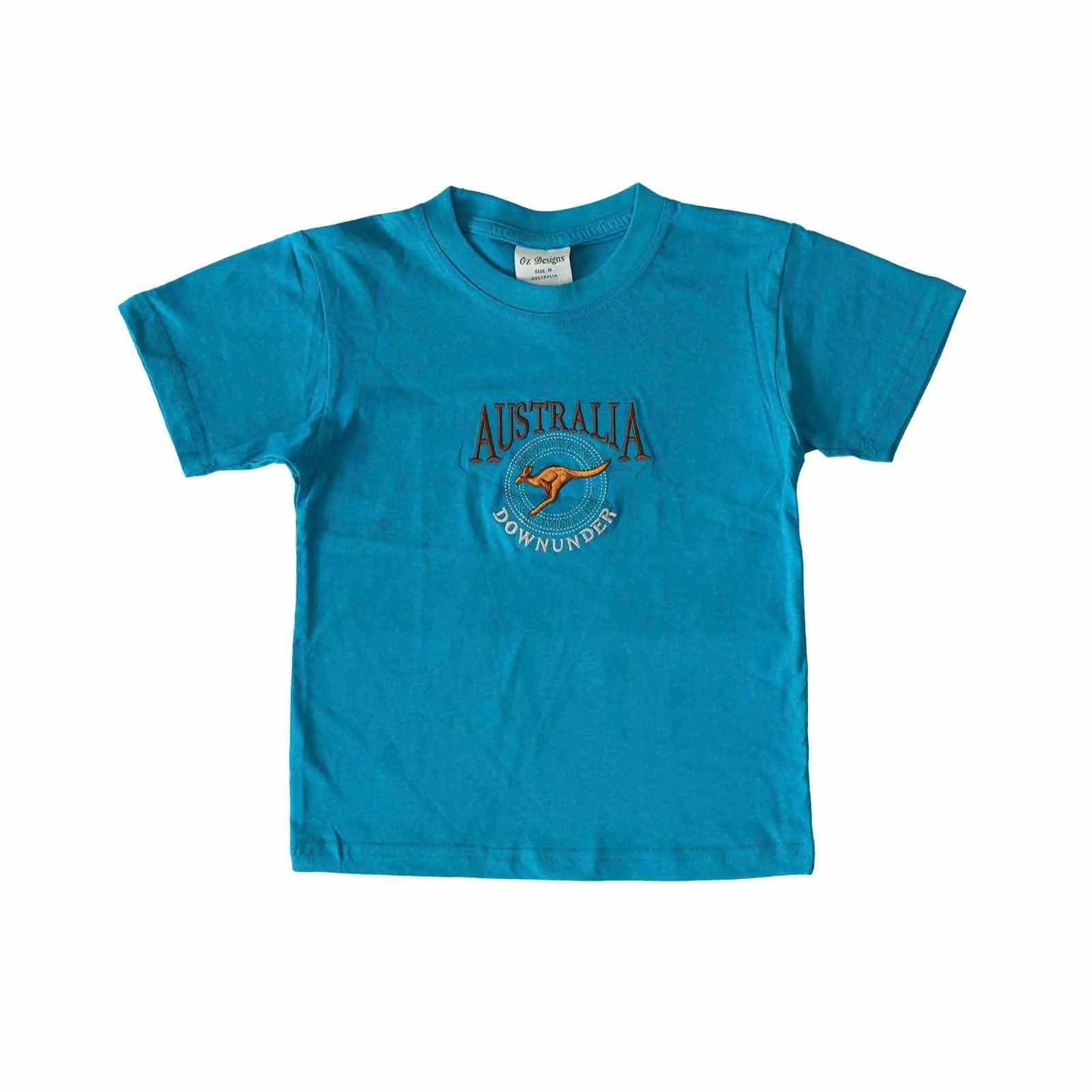 Kids T-Shirts Kangaroo in Circle Teal 10