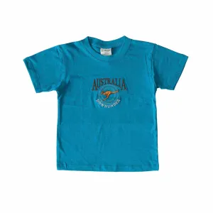 Kids T-Shirts Kangaroo in Circle Teal 10