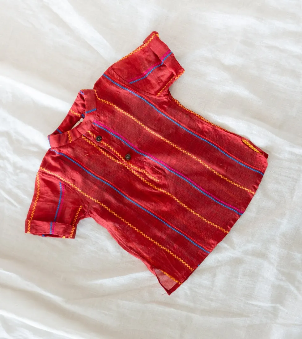Klingaru Short Kurta - Crimson Red