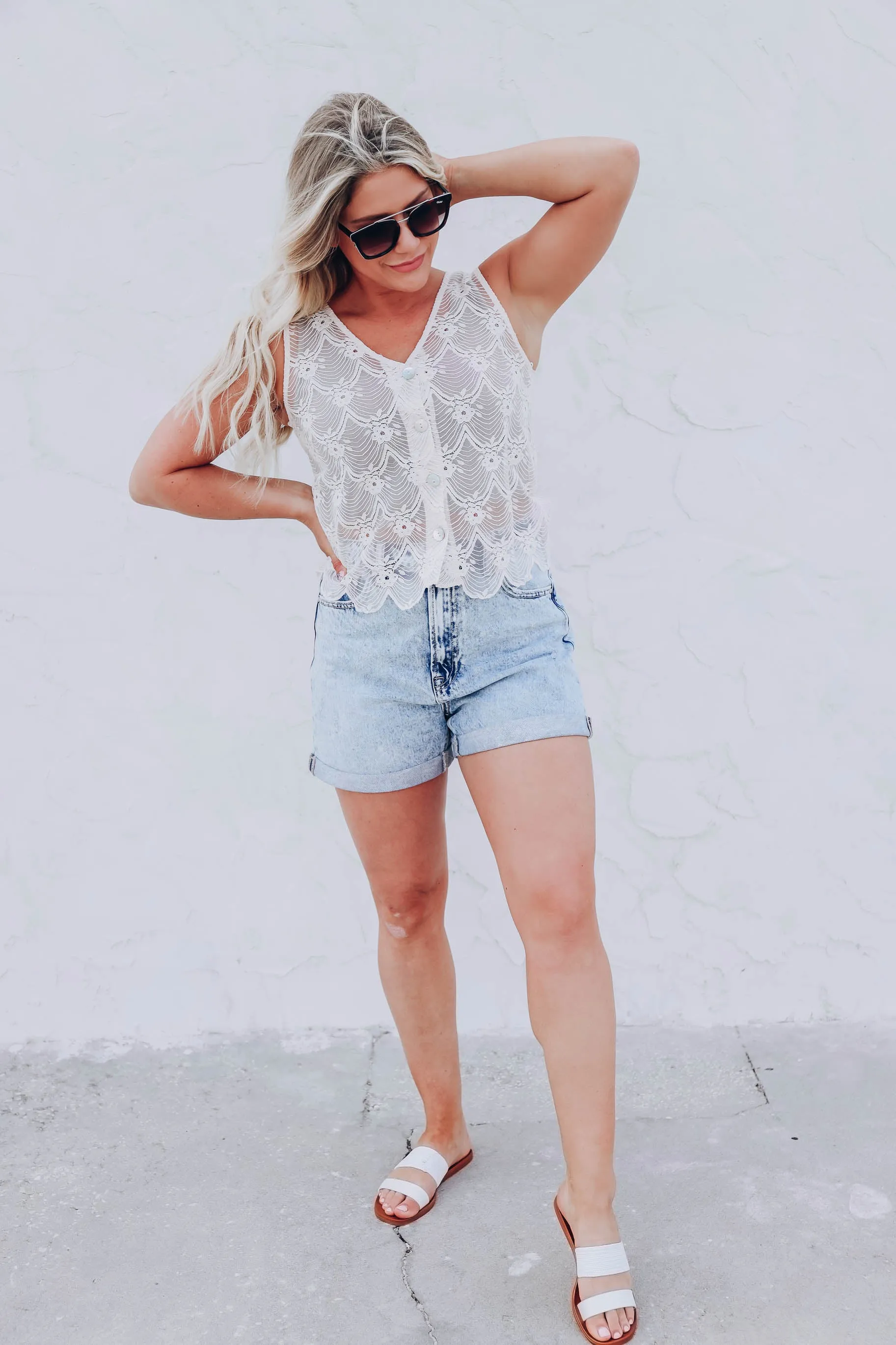 Lacie Mesh Sleeveless  Blouse - Blush