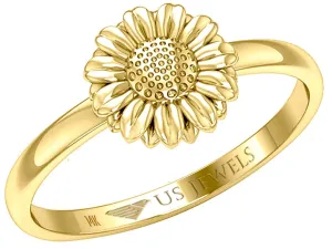 Ladies 14K Yellow Gold Floral Sunflower Ring