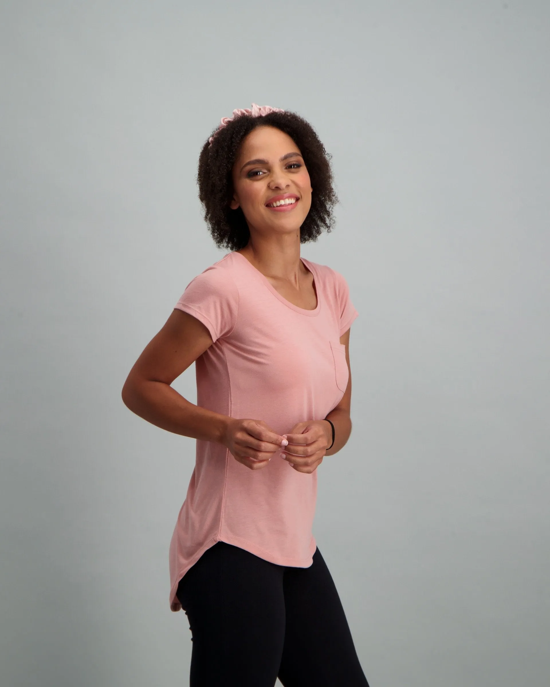 Ladies Core Pocket T-Shirt - Light Pink
