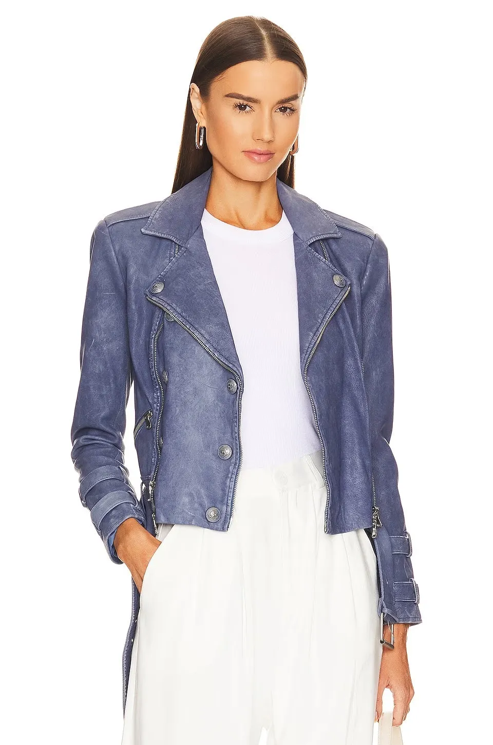 L'AGENCE BILLIE BELTED LEATHER JACKET