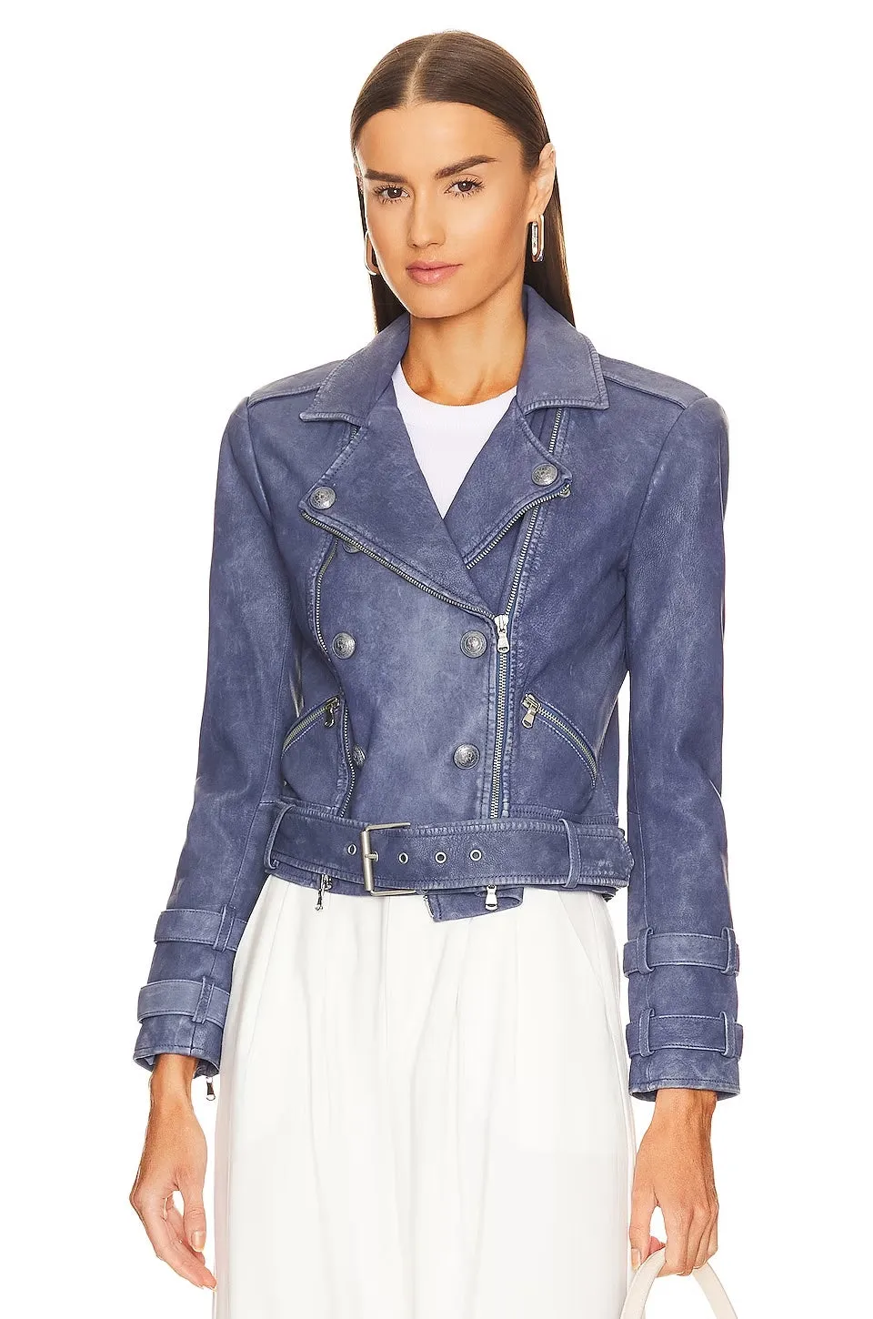 L'AGENCE BILLIE BELTED LEATHER JACKET