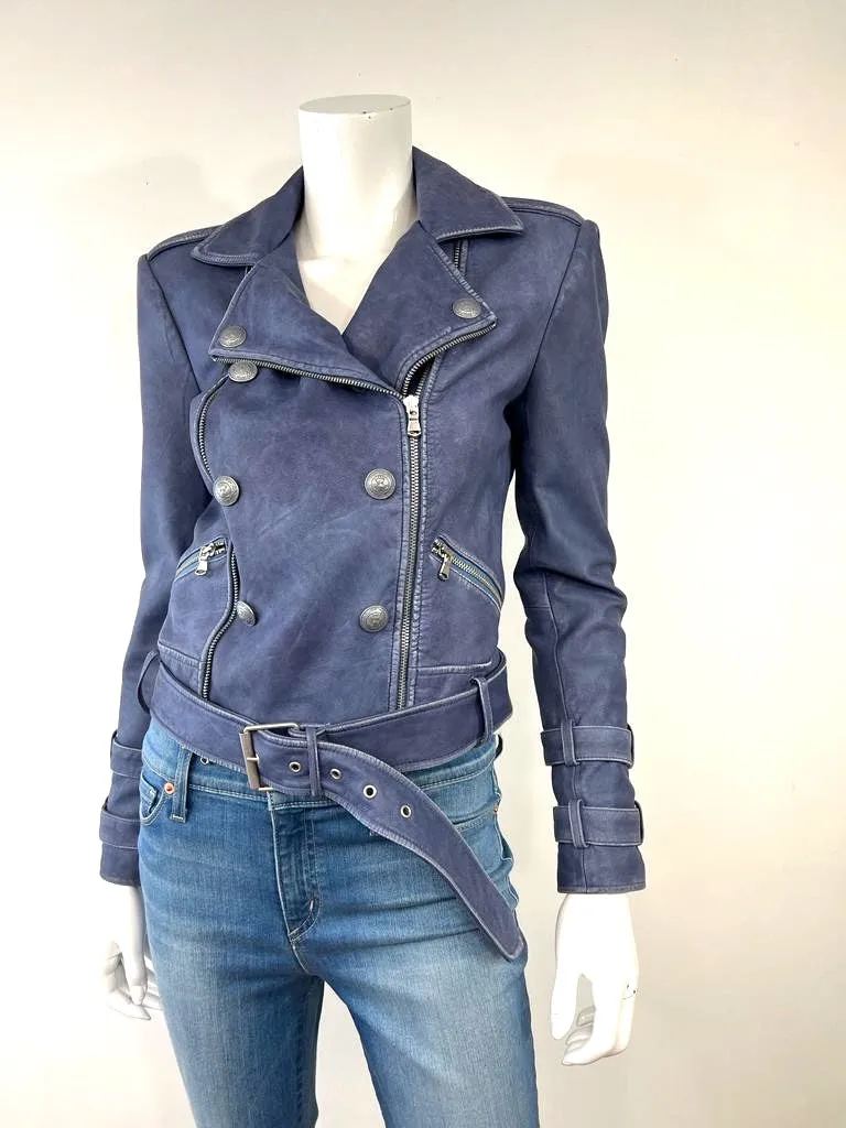 L'AGENCE BILLIE BELTED LEATHER JACKET