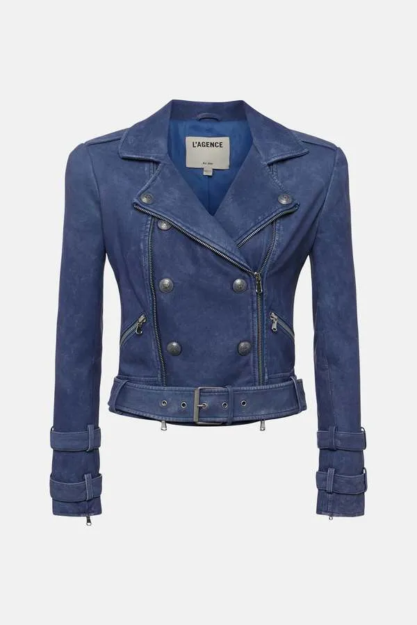 L'AGENCE BILLIE BELTED LEATHER JACKET