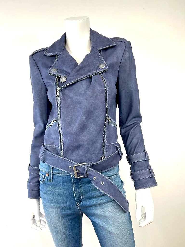 L'AGENCE BILLIE BELTED LEATHER JACKET
