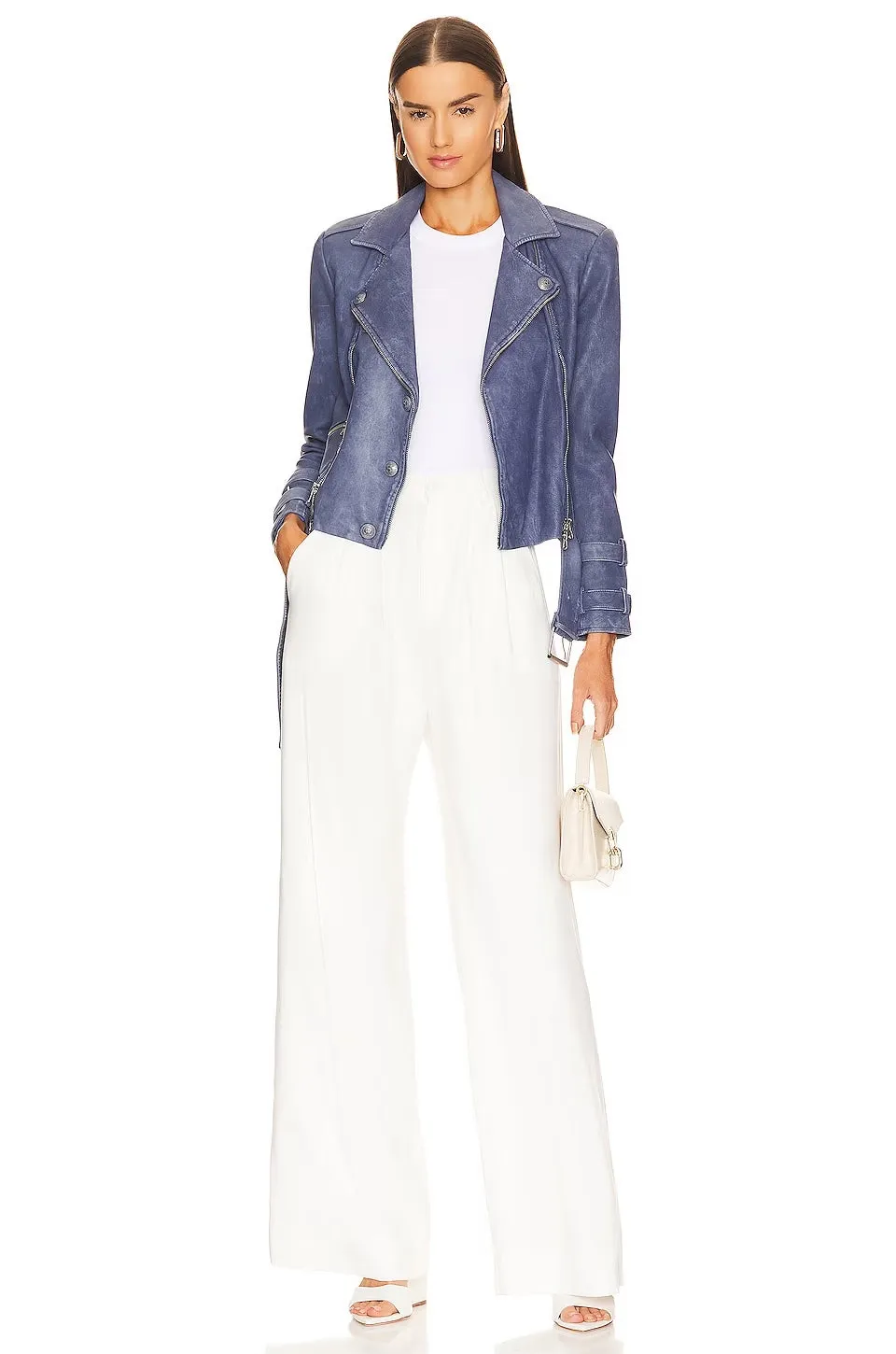 L'AGENCE BILLIE BELTED LEATHER JACKET