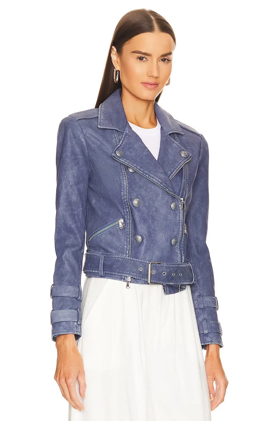 L'AGENCE BILLIE BELTED LEATHER JACKET