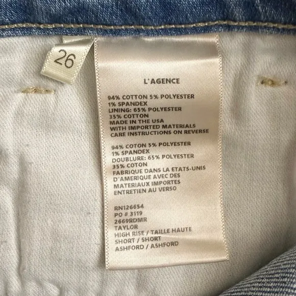 L'AGENCE Taylor High Rise Denim Short in Ashford