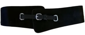 Lauren Ralph Lauren Women's Calfhair Corset Wide Stretch Belt Black, Medium