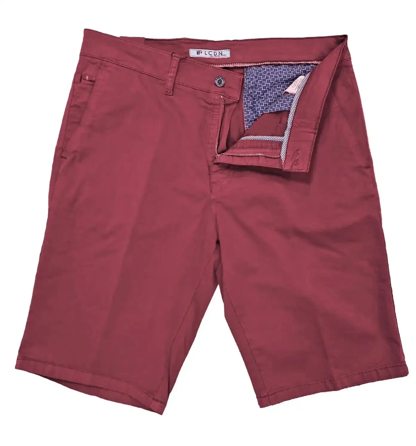 LCDN Men's Chino Shorts Stretch Fit Rose Red