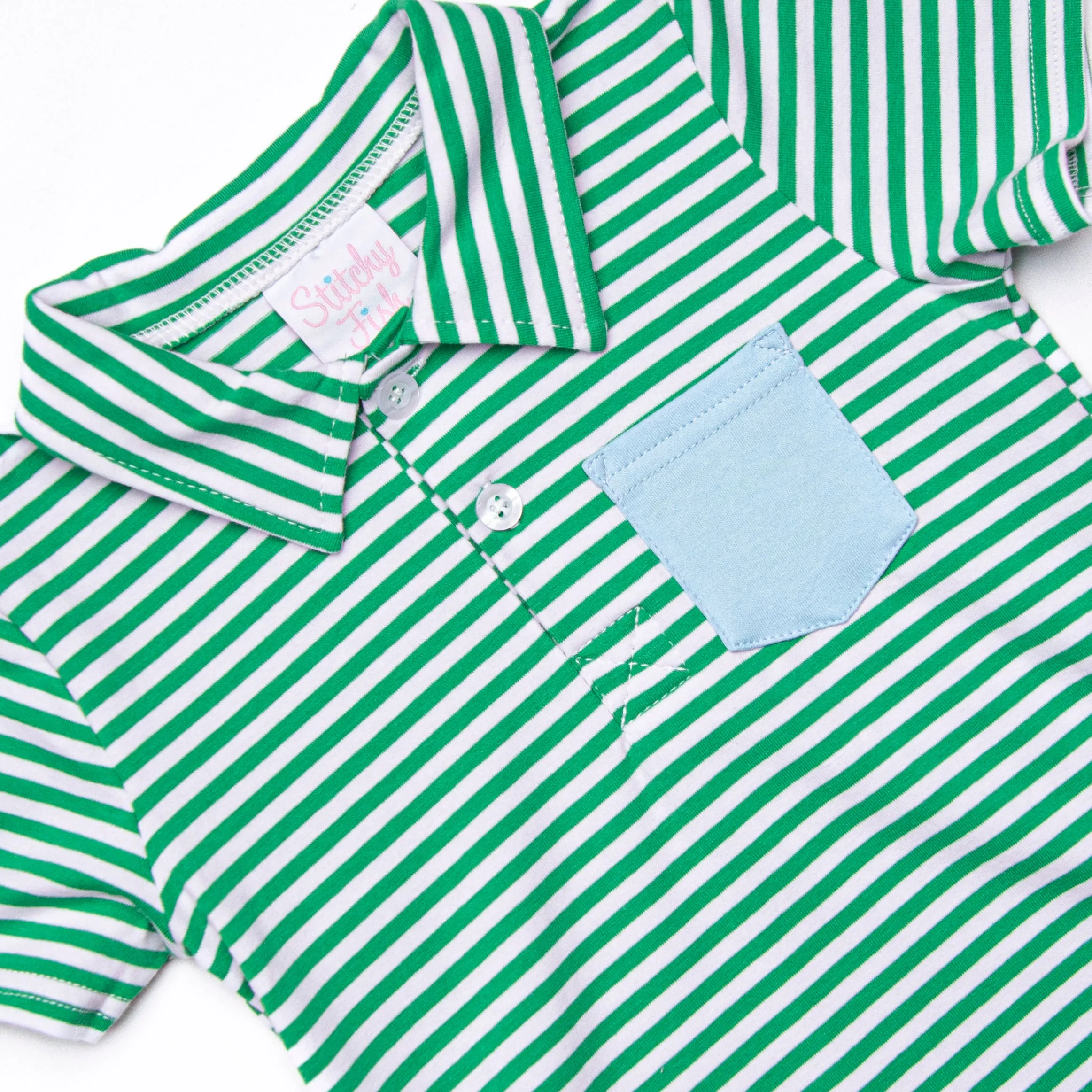 Levi Short Set, Blue and Green Stripe