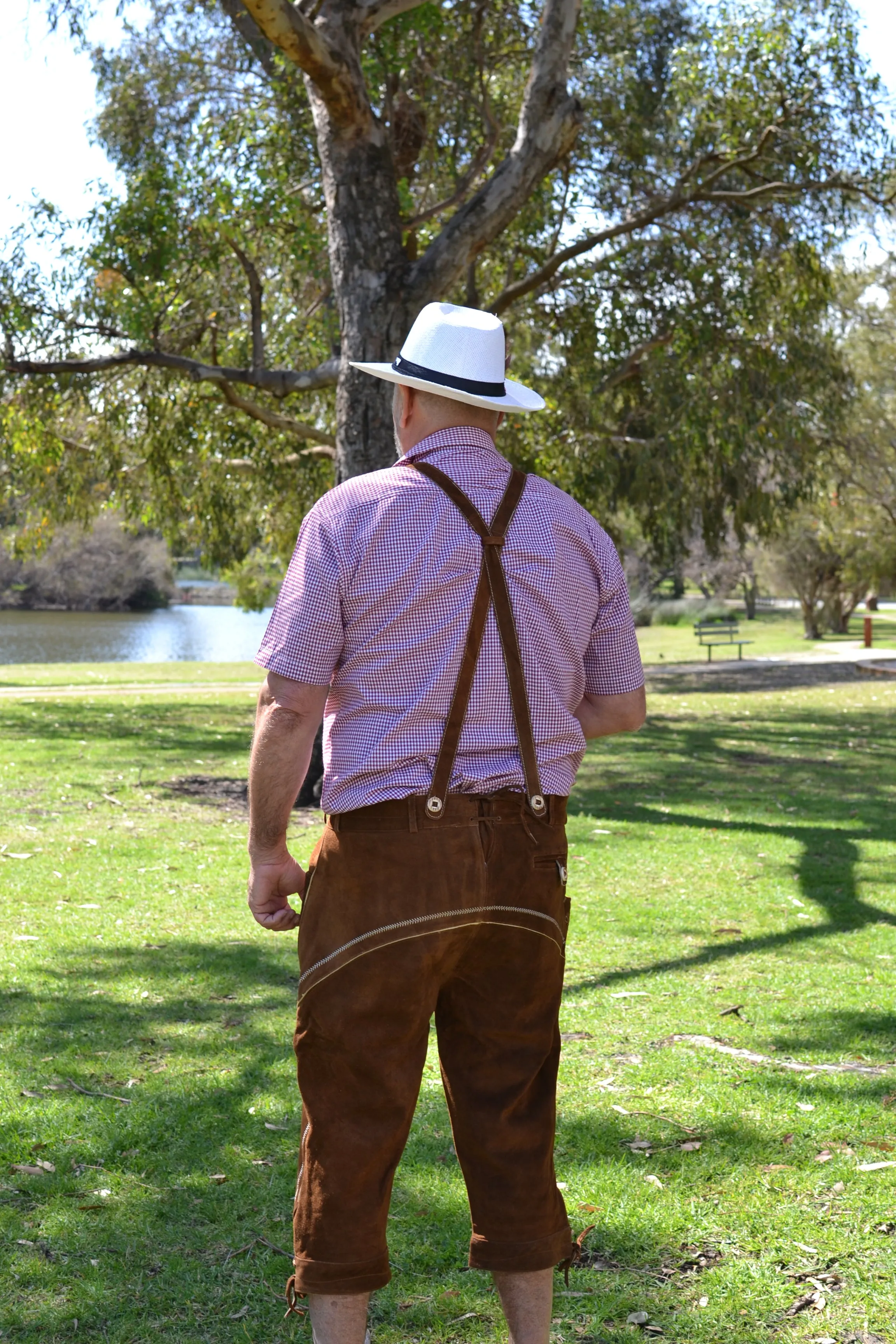 Light Brown Authentic Leather Long Lederhosen