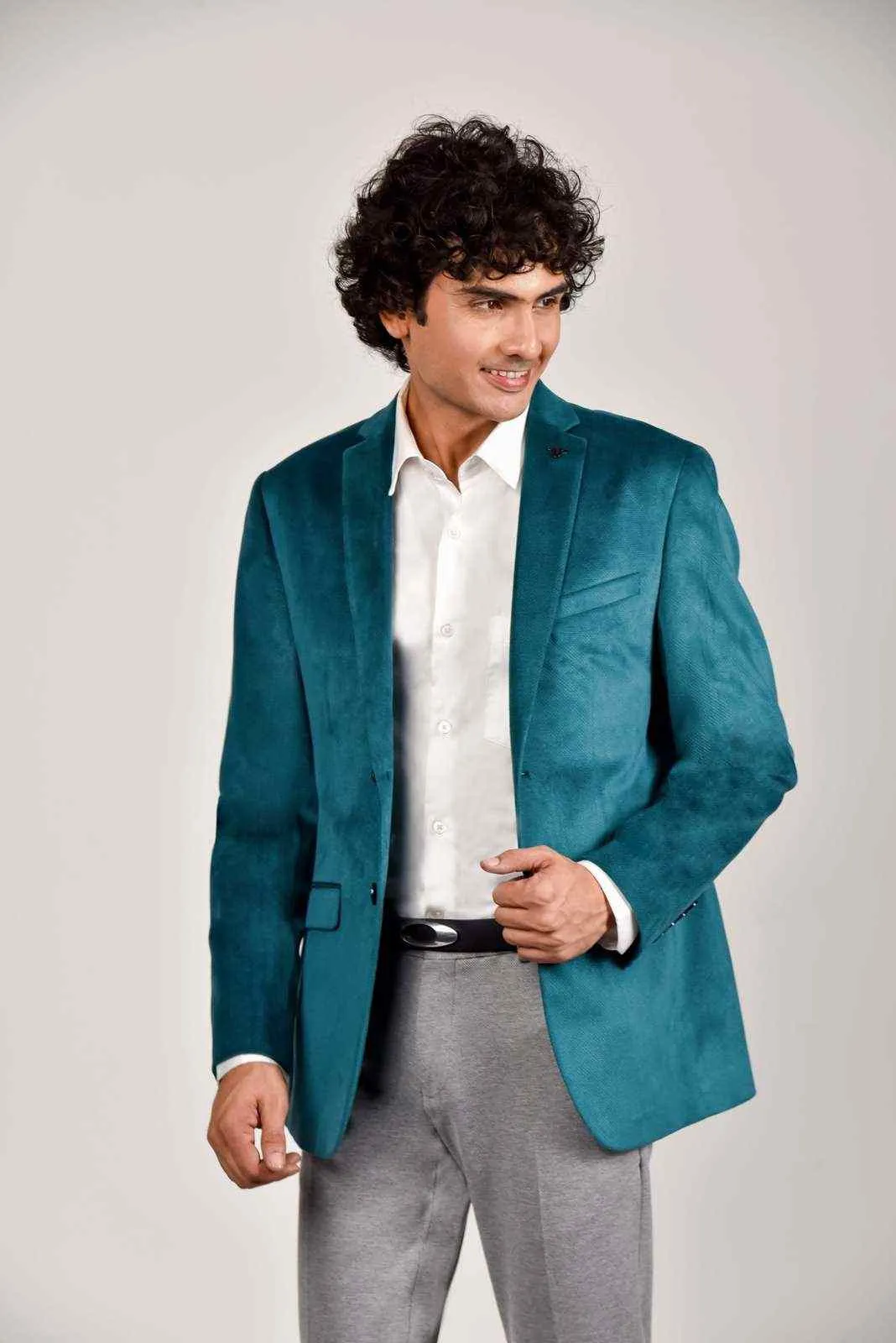 Light Green Velvet Blazer