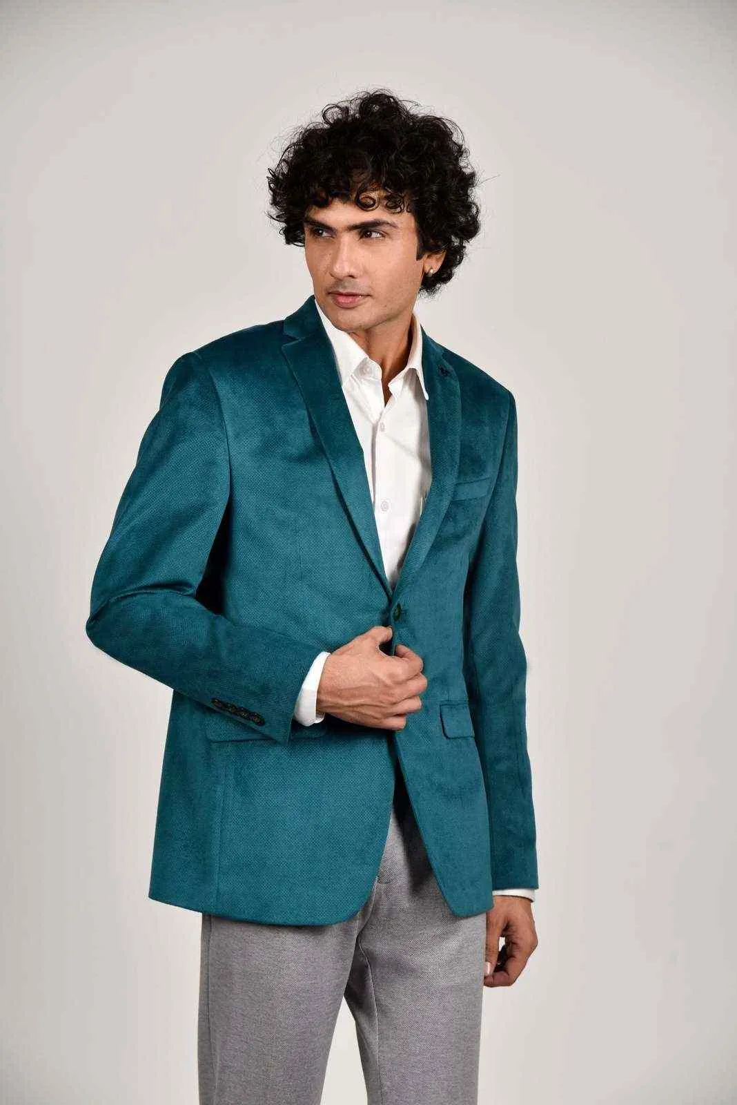 Light Green Velvet Blazer