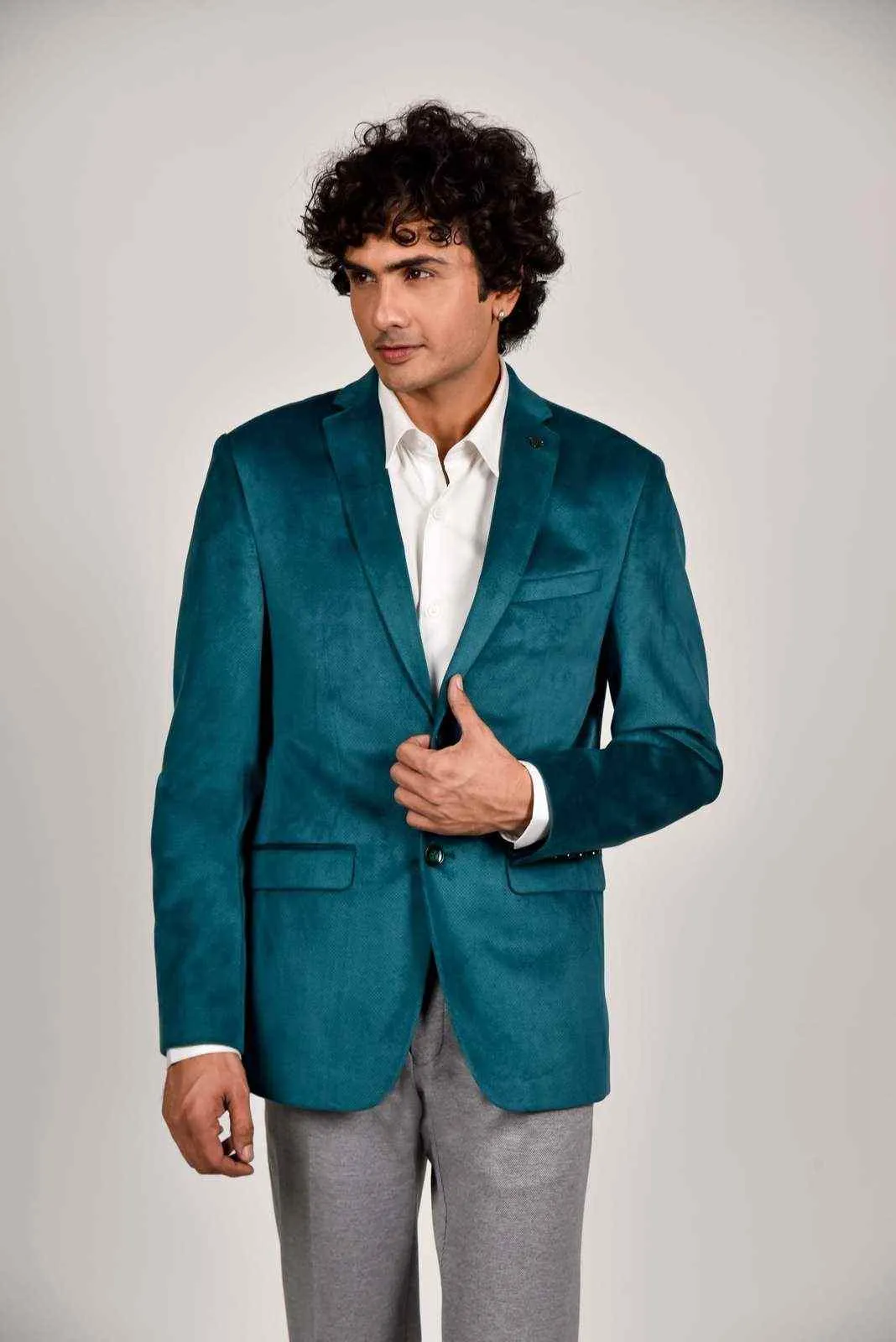 Light Green Velvet Blazer