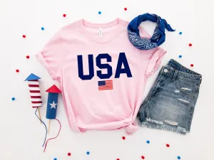 Light Pink 4th of July USA T-Shirt
