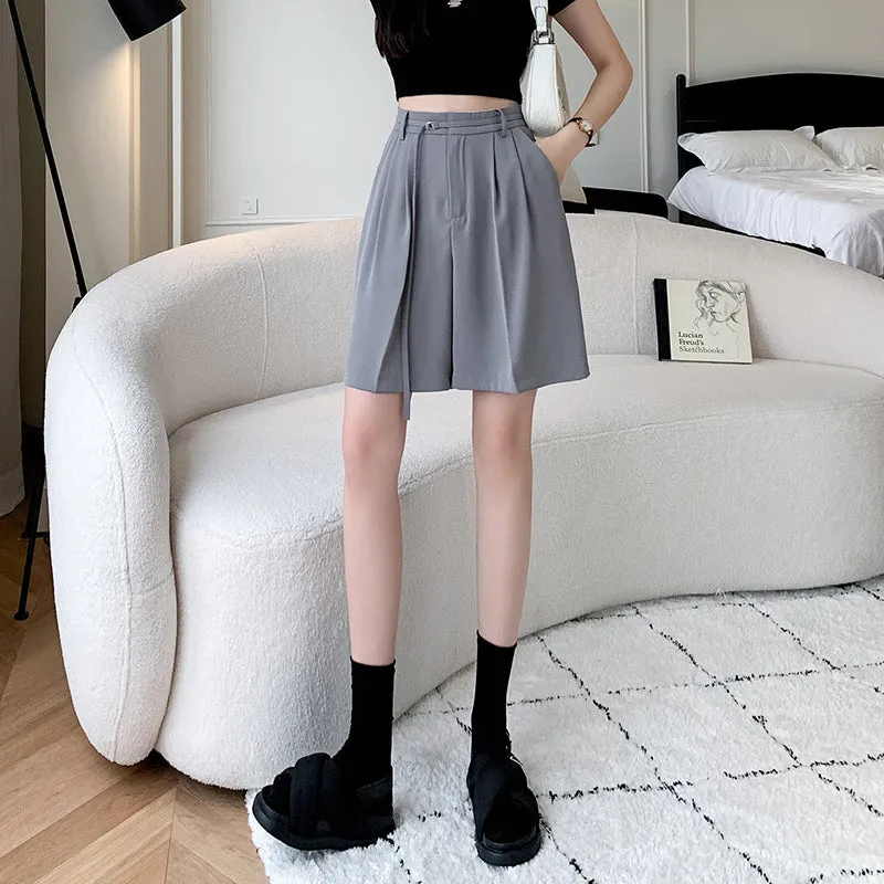 Lightweight and Breathable Wide-Leg Twill Shorts for Women