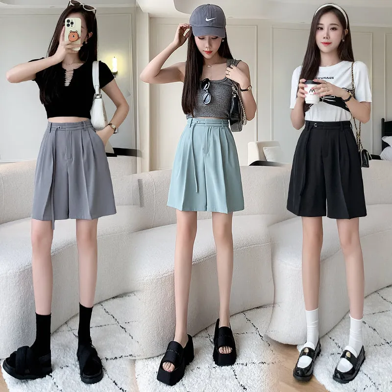 Lightweight and Breathable Wide-Leg Twill Shorts for Women