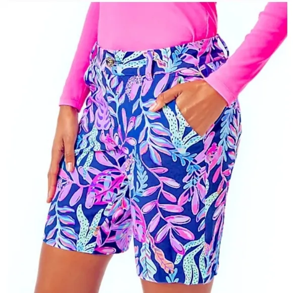 Lilly Pulitzer 9&quot; Natia Mid-Rise Knit Short Oyster Bay Navy You've Been Spotted