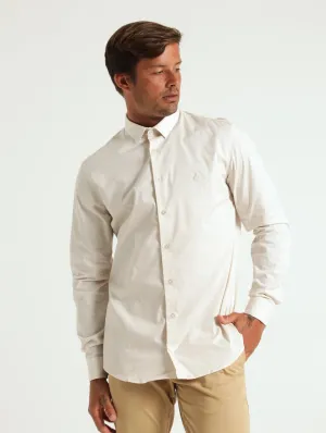 Long Sleeve Slim Stretch Shirt - Stone