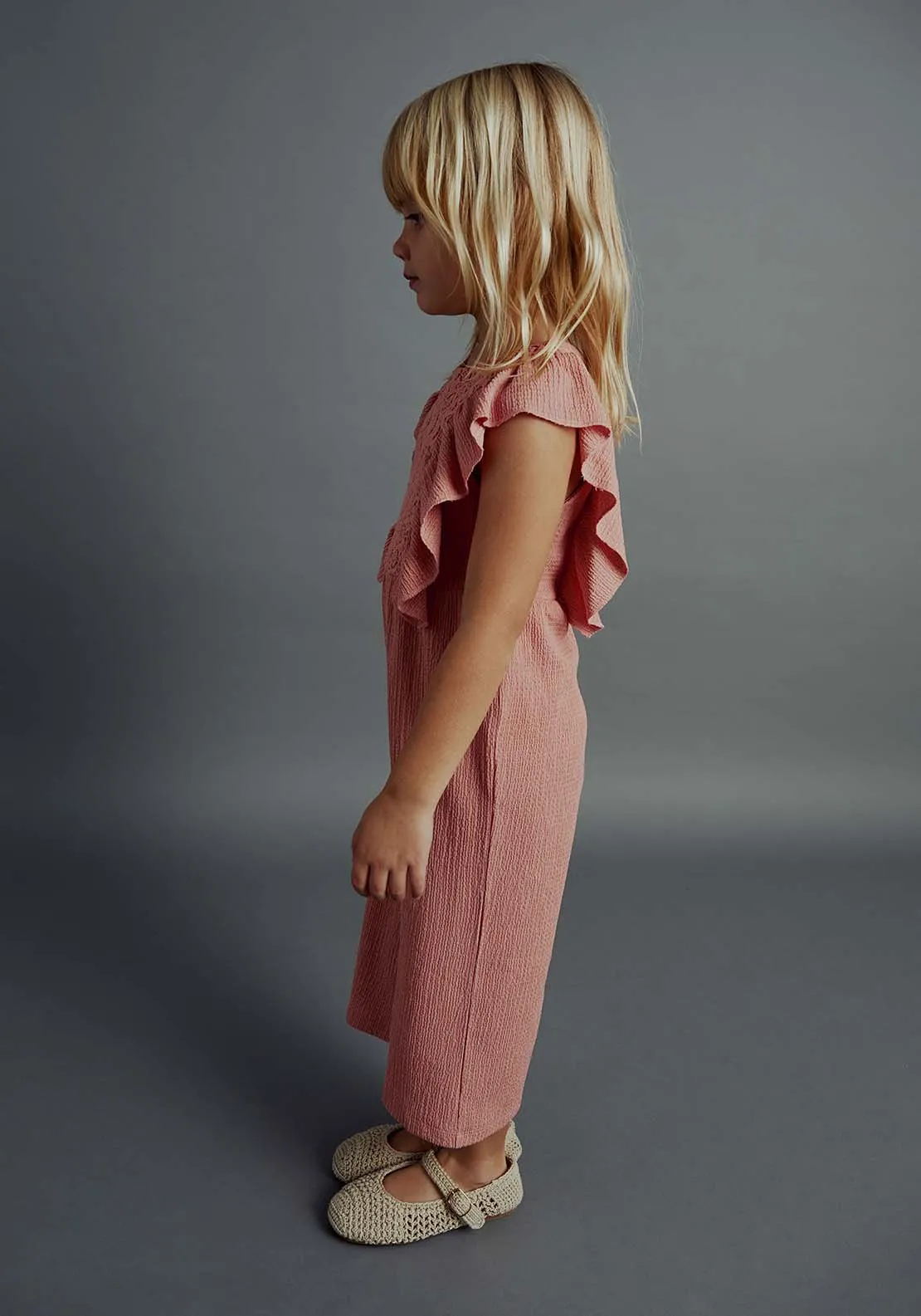 Long structured jumpsuit - Salmon