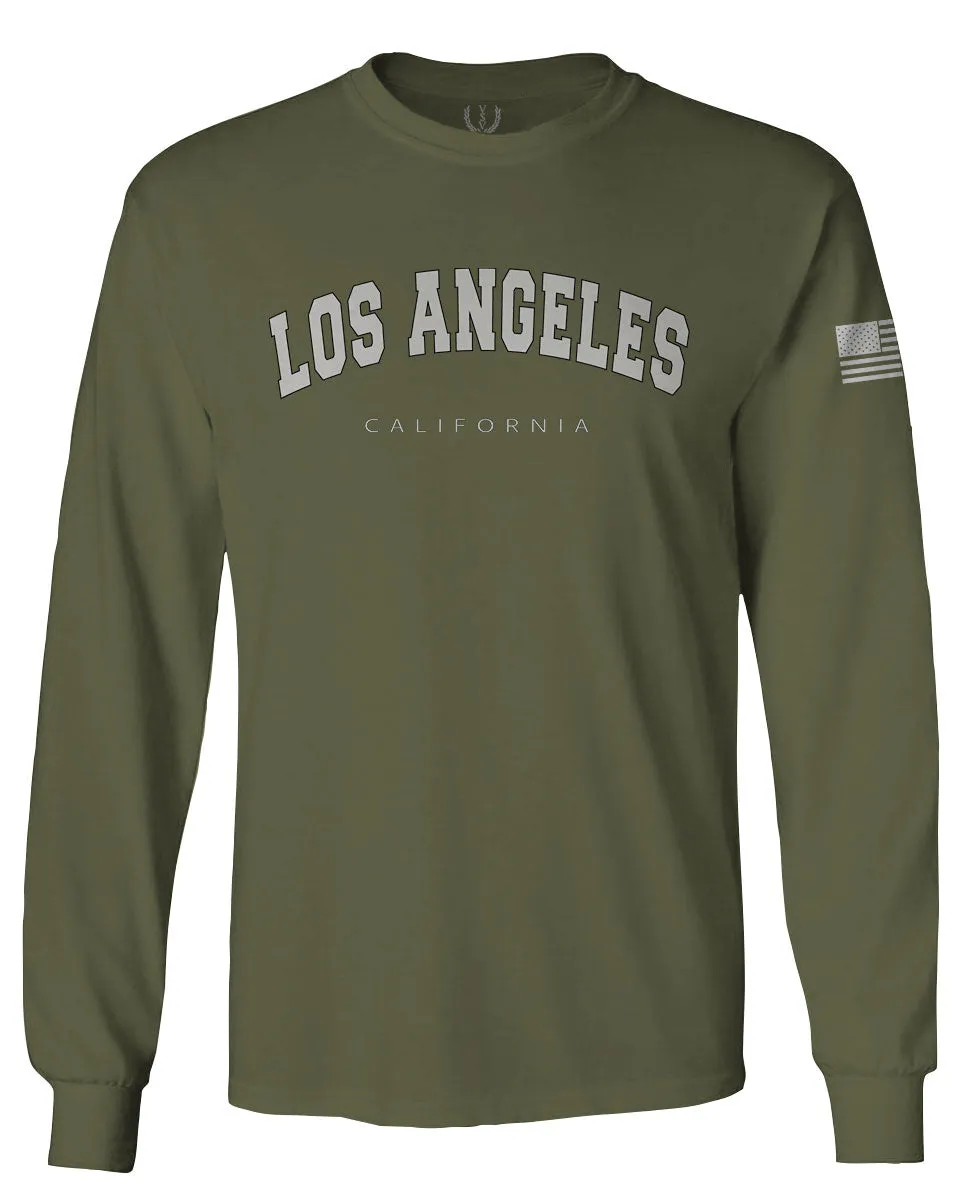 Los Angeles California Cali LA Retro Fonts mens Long sleeve t shirt
