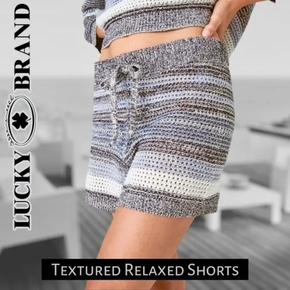 LUCKY BRAND Textured Striped Oversized Shorts
