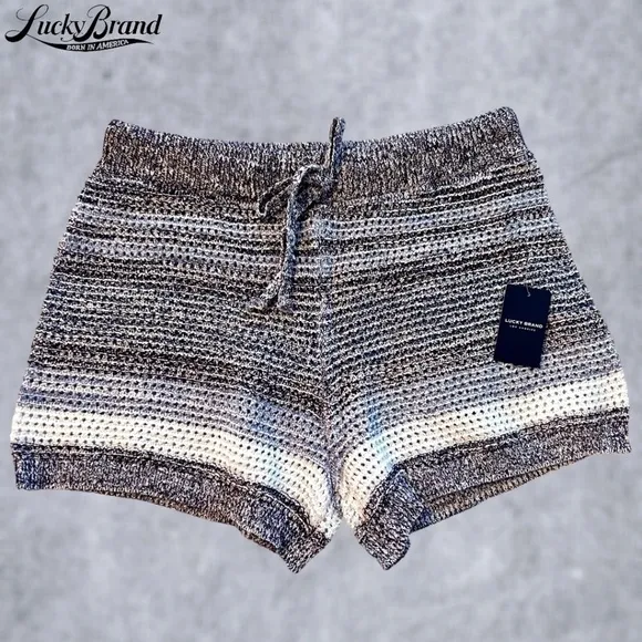 LUCKY BRAND Textured Striped Oversized Shorts