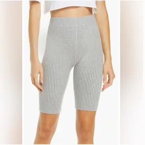 LUNYA Womens Shorts Small Gray Pull On Cozy Cotton Silk Ribbed Bike Lounge $118