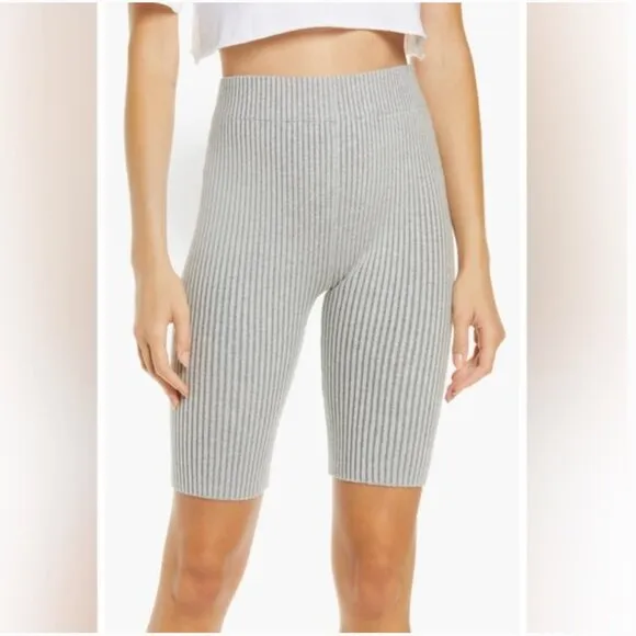 LUNYA Womens Shorts Small Gray Pull On Cozy Cotton Silk Ribbed Bike Lounge $118