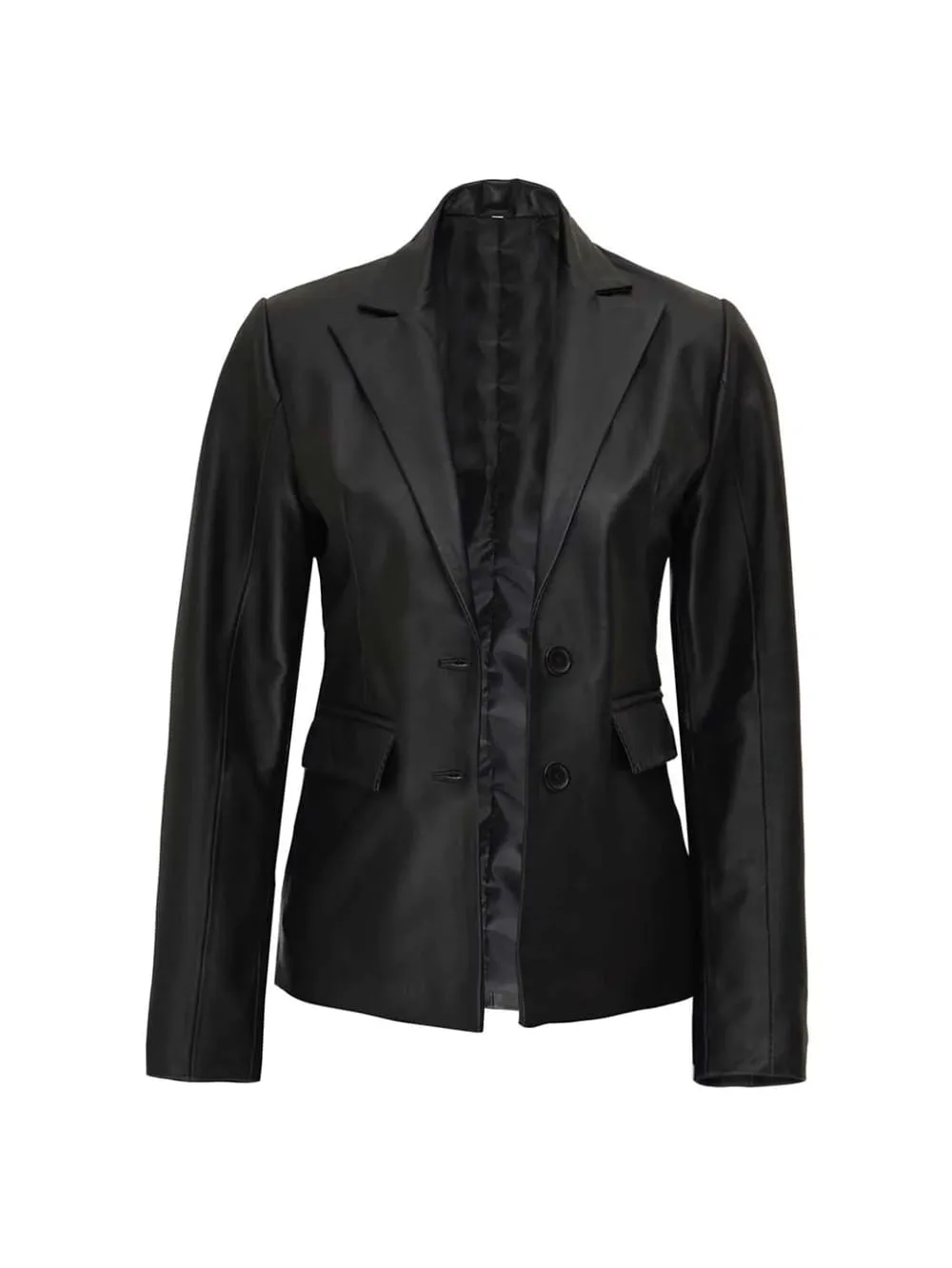 Luxe Lapel Leather Blazer for Women