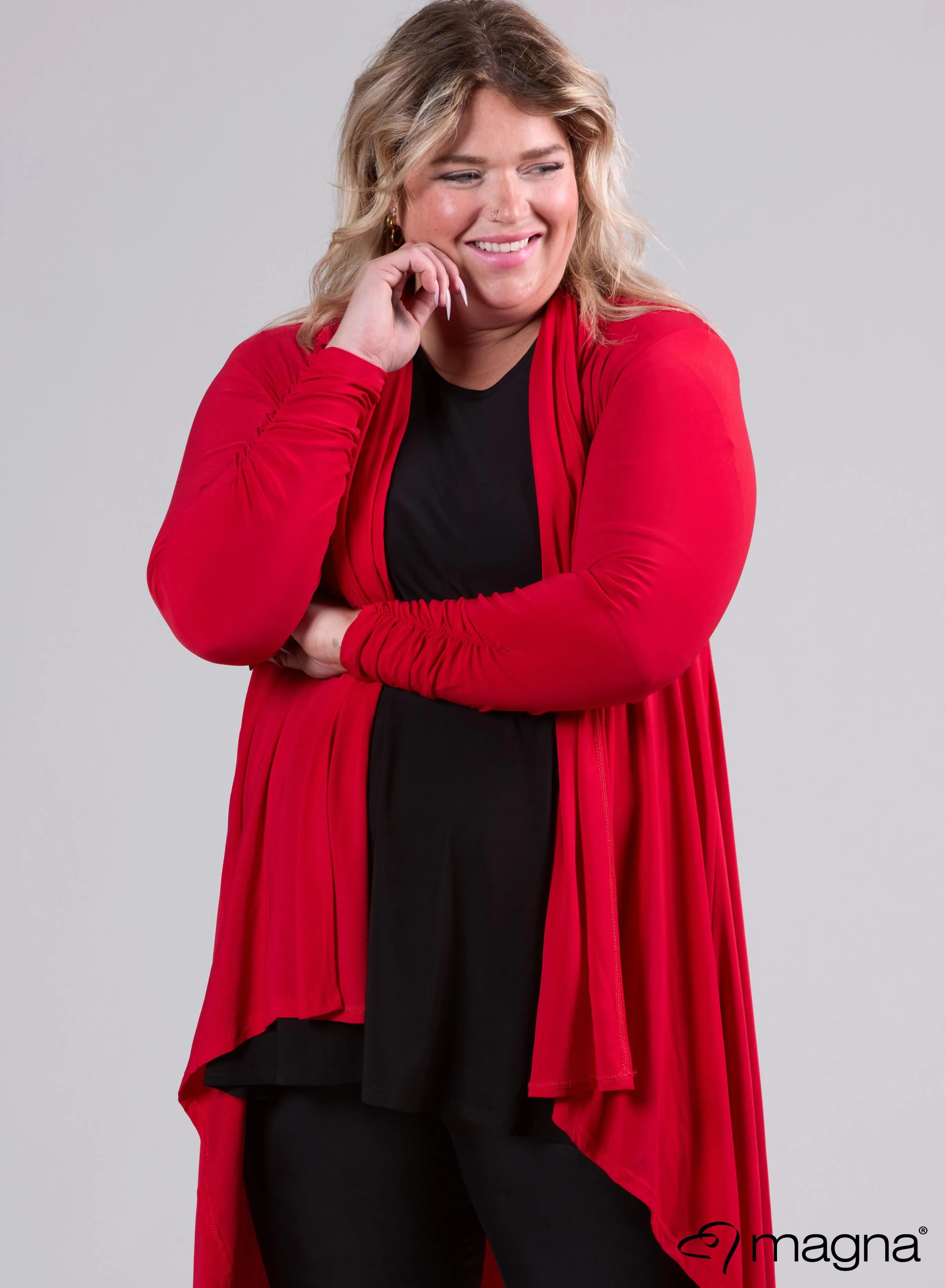 Magna Edgy Cardigan Red