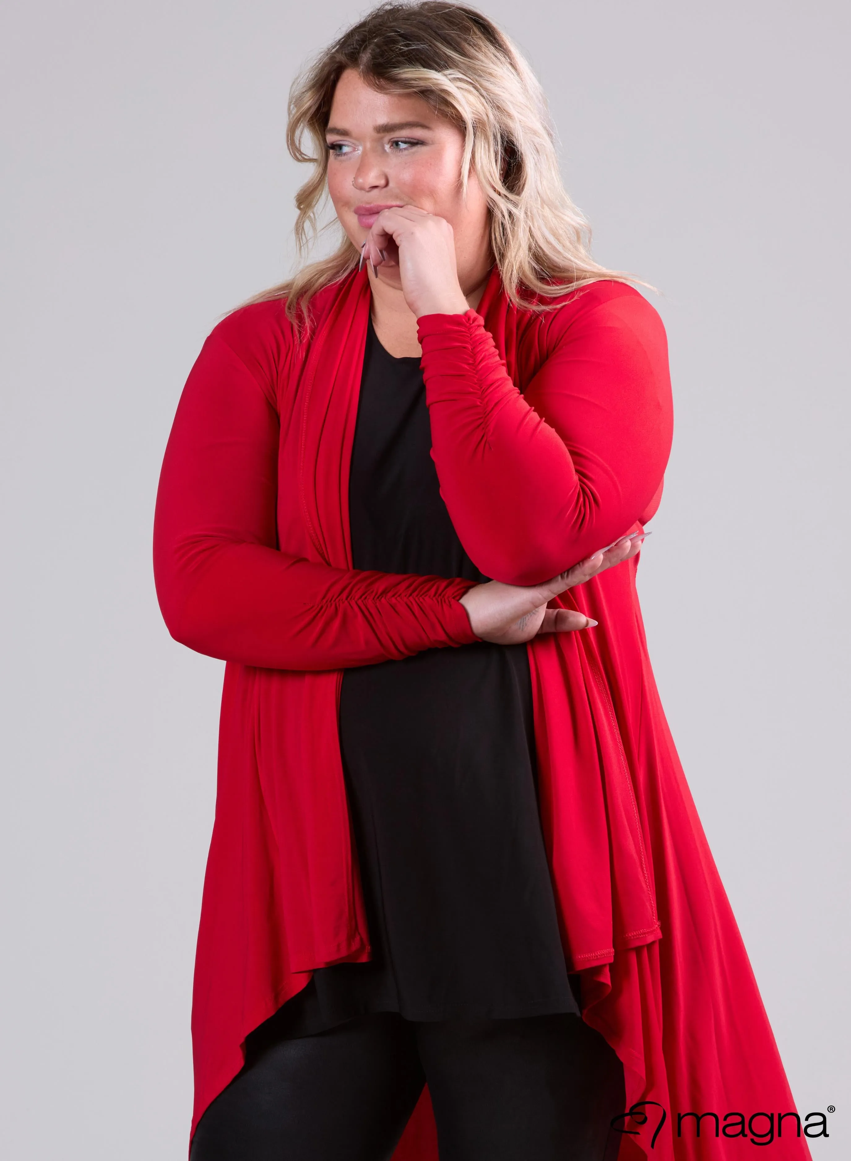 Magna Edgy Cardigan Red