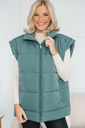 Make You Happy Army Green Quilted Vest