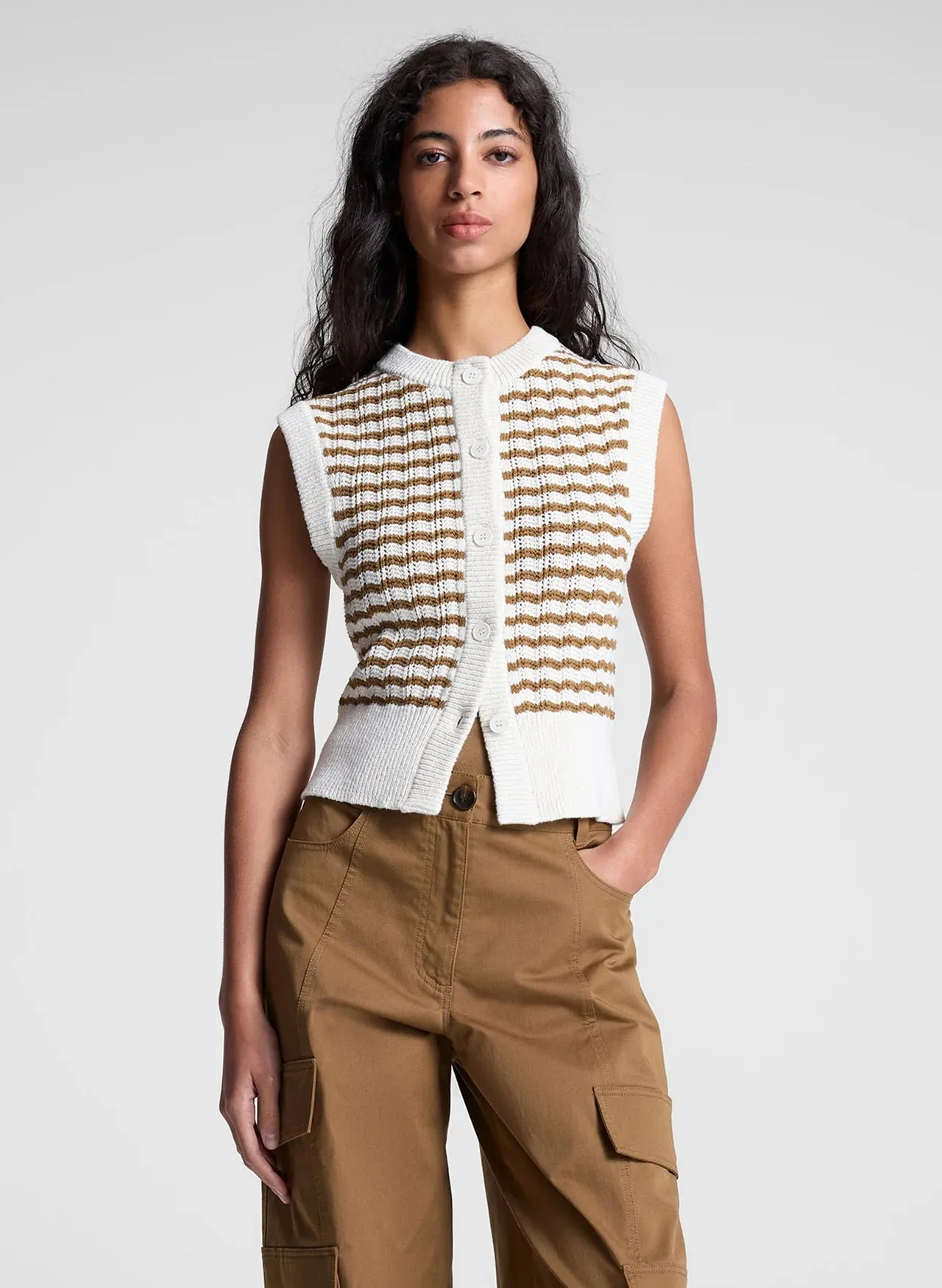 Margo Top in Parchment/Aged Bronze Stripe