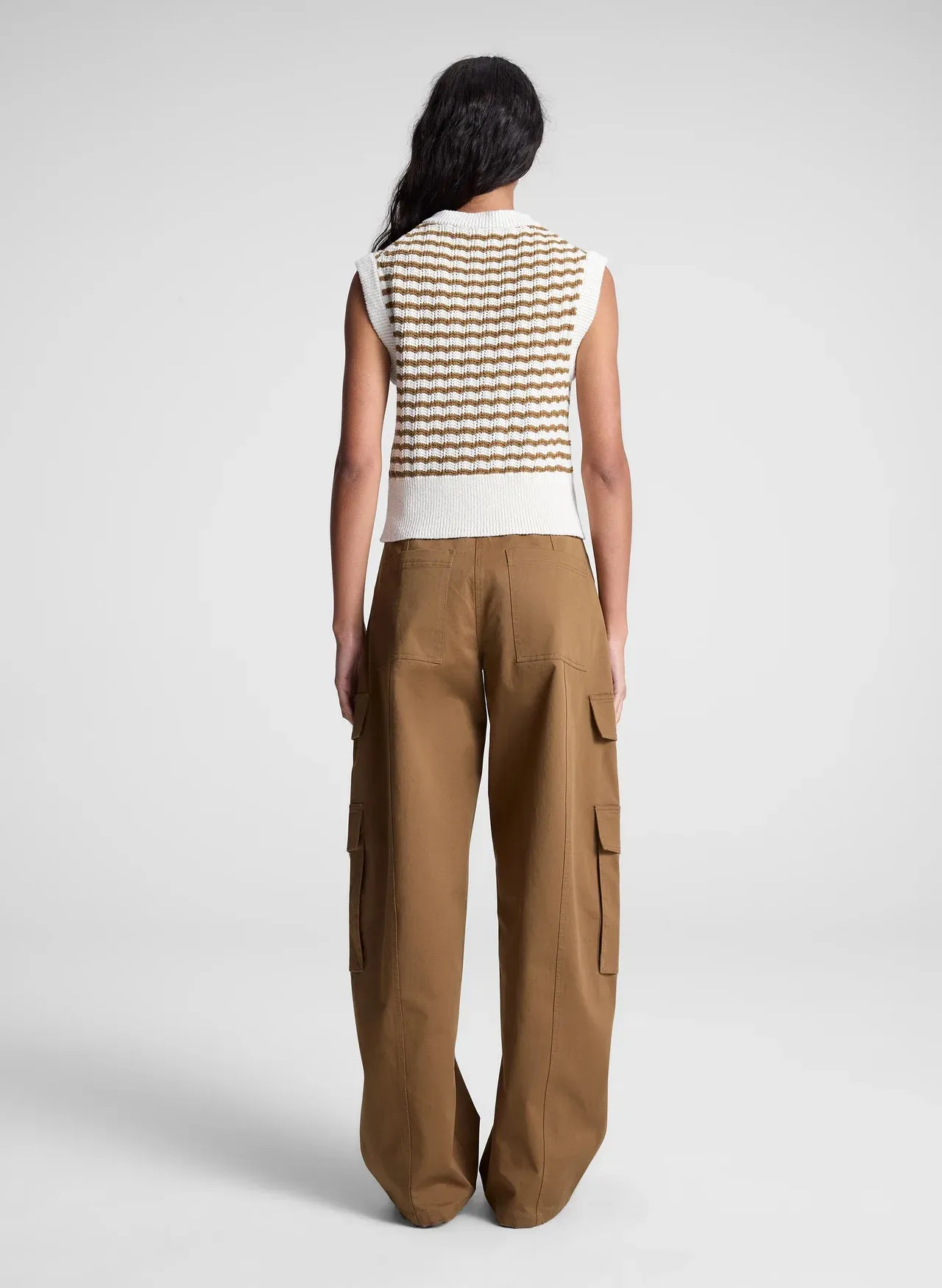 Margo Top in Parchment/Aged Bronze Stripe