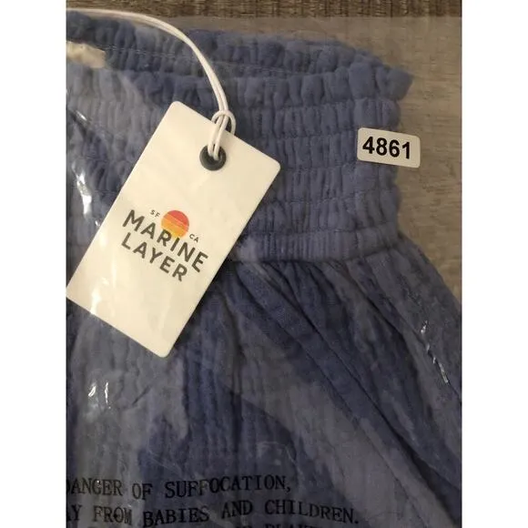 Marine Layer Gigi Shorts Crinkle Double Cloth Beach Summer Marlin Blue NWT XS