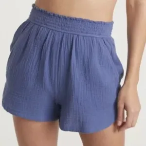 Marine Layer Gigi Shorts Crinkle Double Cloth Beach Summer Marlin Blue NWT XS