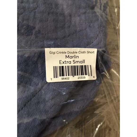 Marine Layer Gigi Shorts Crinkle Double Cloth Beach Summer Marlin Blue NWT XS