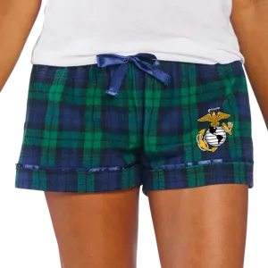 Marines Ladies EGA Logo Flannel Shorts (Blackwatch)