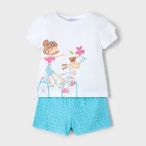Mayoral Girls Shorts Set 3211 Turquoise