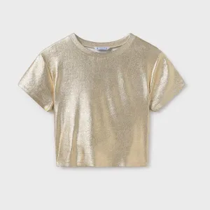Mayoral Older Girls Metallic T-Shirt 6027 Gold