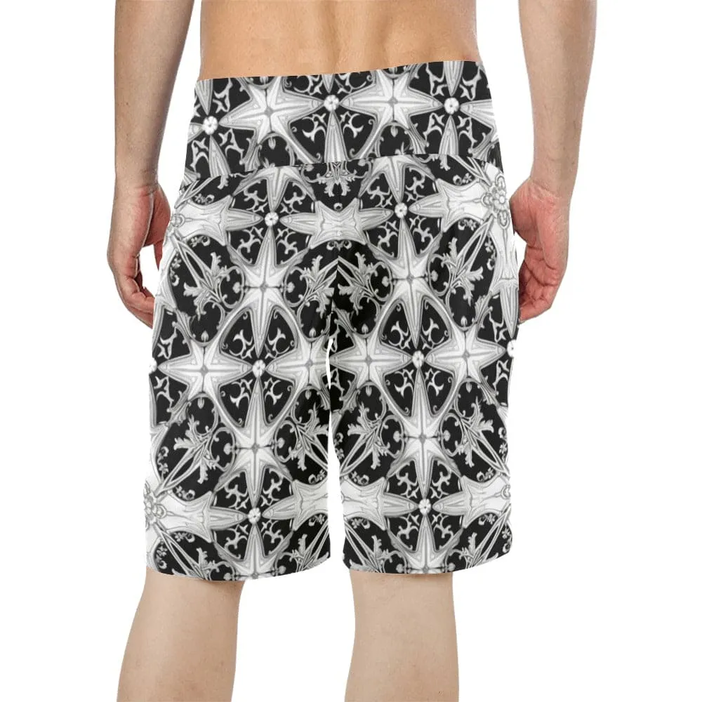 Men's Black Gothic Relaxed-Fit Shorts
