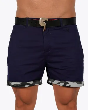 Mens Lux Shorts - Zipped Pockets Shorts - Navy