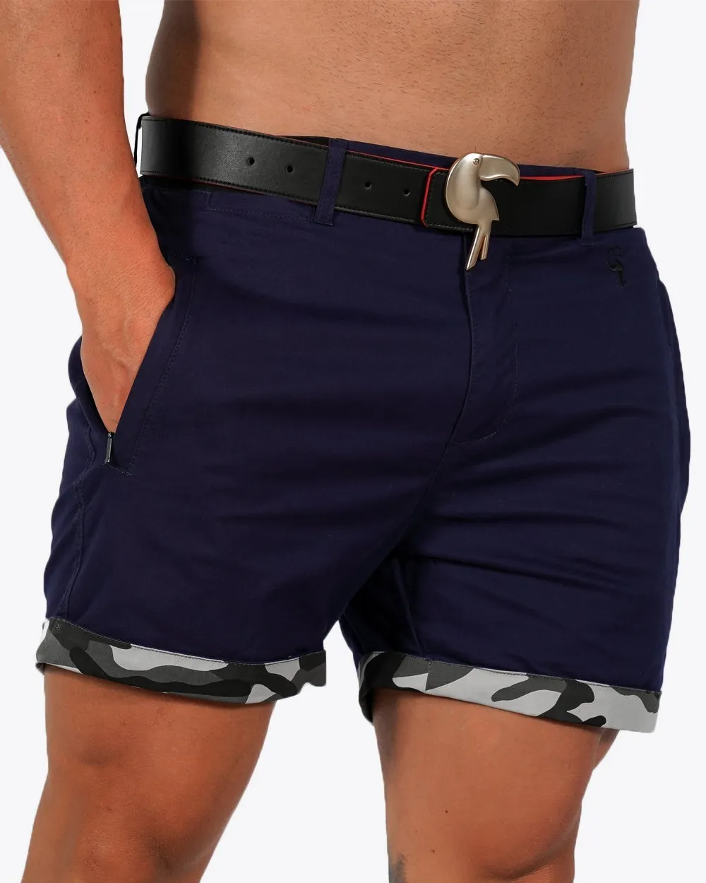 Mens Lux Shorts - Zipped Pockets Shorts - Navy