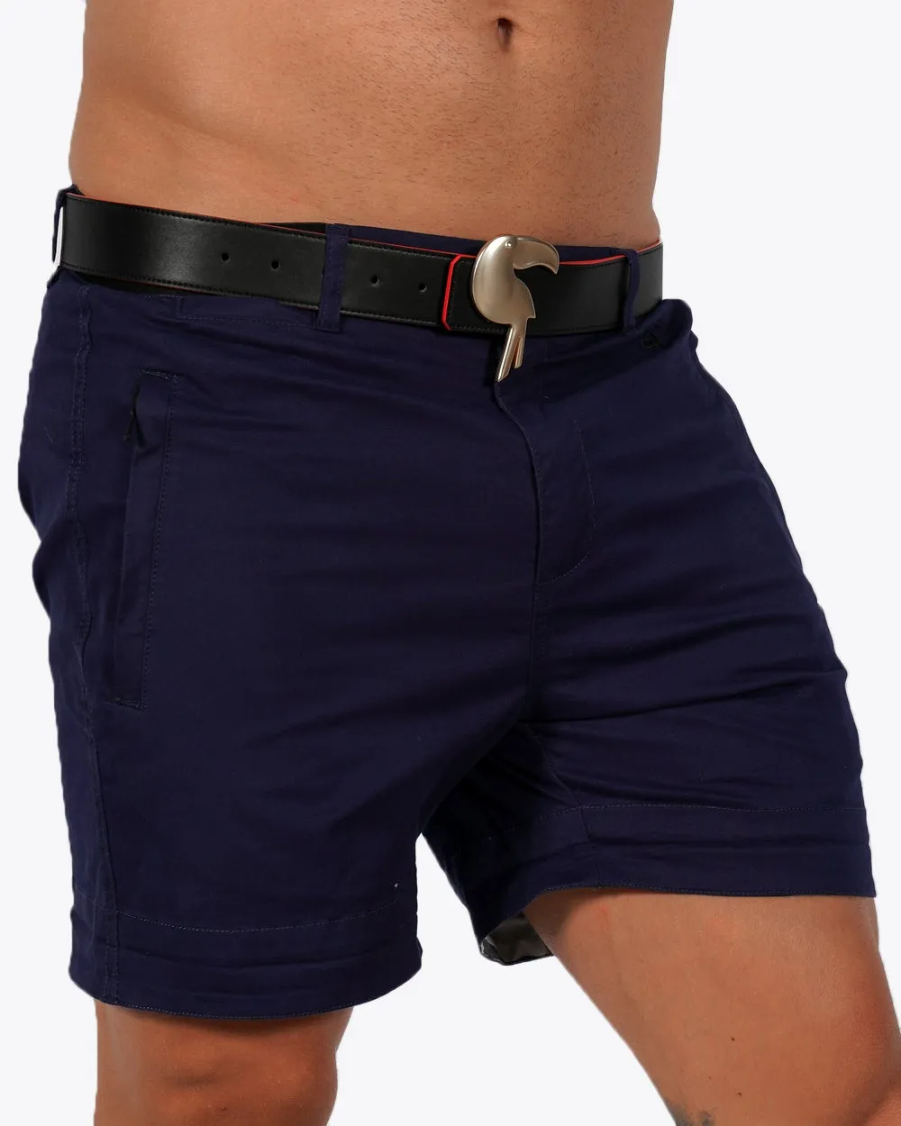 Mens Lux Shorts - Zipped Pockets Shorts - Navy