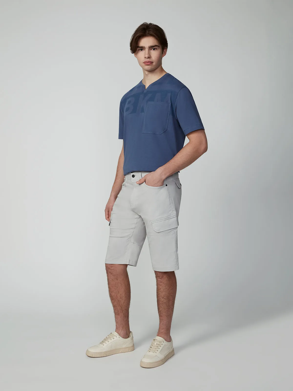 Men's Solid Bungee Capri Cargo Shorts 13" Inseam